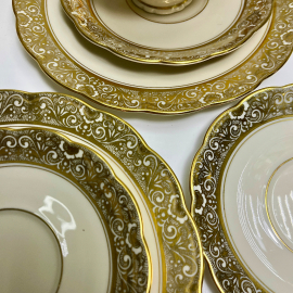 Кофейное трио Konigl pr Tettau Германия 1954-68гг, фарфор айвори, позолота, 130мл. Картинка 6